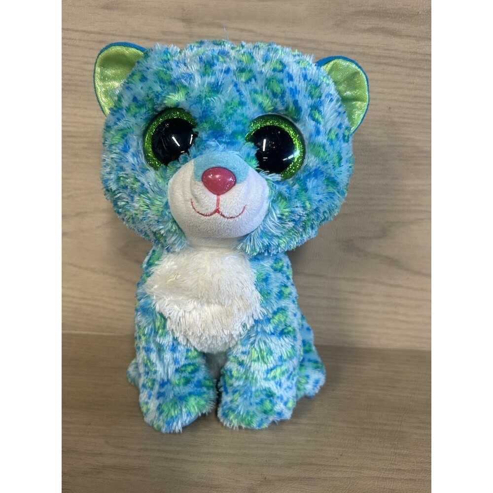 Beanie Boos 2014 Leona Blue Leopard Stuffed Animal Plush Plushie Beanie Boo TY